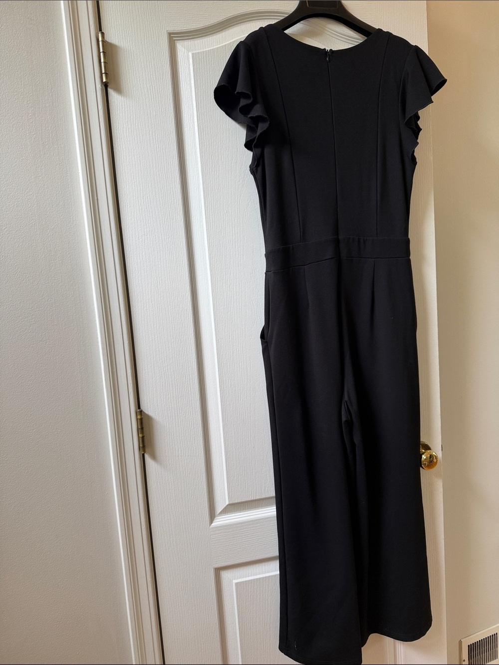 Evereve Black Midi Jumpsuit Dress with Ruffle Sleeves - Picture 4 of 7